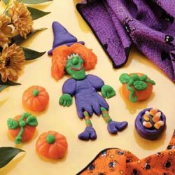 Marzipan Witch, Pumpkins and Cauldron recipe