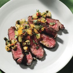 Seared Rib Eye Steak with Tomato-Caper Relish recipe