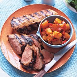 Grilled Pork Loin with Fire-Roasted Pineapple Salsa recipe