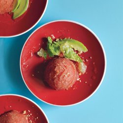 Avocado with Savory Tomato Sorbet and Chips recipe