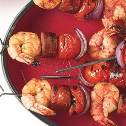 Grilled Shrimp and Sausage Skewers with Smoky Paprika Glaze recipe