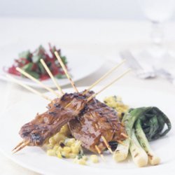 Grilled Pork Kebabs with Ginger Molasses Barbecue Sauce recipe