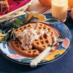 Herbed Waffles with Creamed Beef recipe