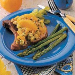 Smoked Pork Chops with Dressing recipe