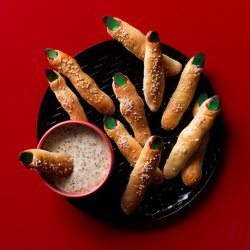 Witch's Finger Bread Sticks with Maple Mustard Dip recipe