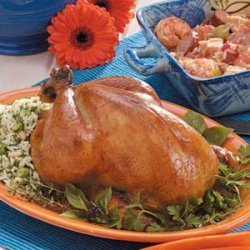 Roasted Chicken with Basil-Rice Stuffing recipe