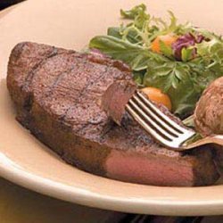 Planked Spicy Strip Steaks recipe