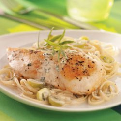 Tarragon Chicken with Grapes and Linguine recipe