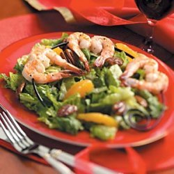 Romaine Pecan Salad with Shrimp Skewers recipe