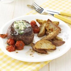 Basil-Butter Steaks with Roasted Potatoes recipe