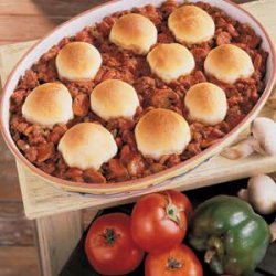 Biscuit-Topped Beef N Beans recipe