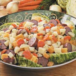 Turkey Sausage with Root Vegetables recipe