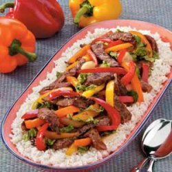 Steak with Three Peppers recipe