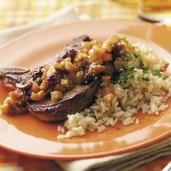 Fruit-Topped Pork Chops and Rice recipe