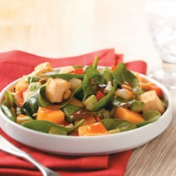 Chicken-Melon Spinach Salad recipe