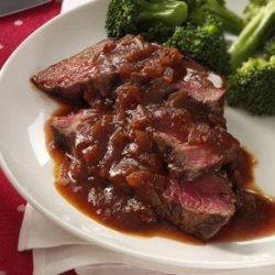 Grilled Sirloin with Chili-Beer Barbecue Sauce recipe