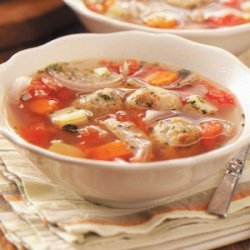 Roasted Veggie and Meatball Soup recipe