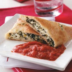 Three-Cheese Spinach Calzones recipe