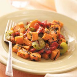 Grilled Sweet Potato and Red Pepper Salad recipe