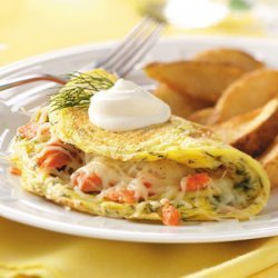 Dilled Salmon Omelets with Creme Fraiche recipe