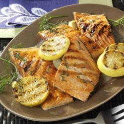 Lemony Grilled Salmon Fillets with Dill Sauce recipe