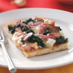 Spinach, Mushroom & Three-Cheese Pizza recipe