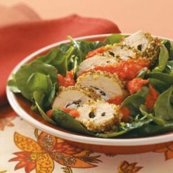 Pistachio-Crusted Chicken with Garden Spinach recipe
