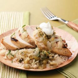 Grilled Tomatillo Chicken for Two recipe