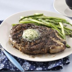 Grilled Ribeyes with Herb Butter recipe