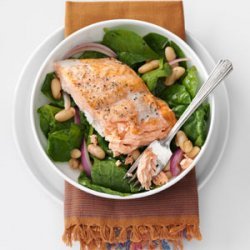 Roasted Salmon & White Bean Spinach Salad recipe