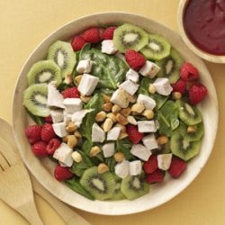 Turkey Spinach Salad with Cranberry-Raspberry Dressing recipe