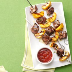 Grilled Sirloin Kabobs with Peach Salsa recipe