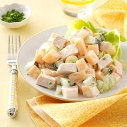 Cantaloupe Chicken Salad with Yogurt Chive Dressing recipe