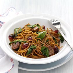 Balsamic Roasted Sausage and Grapes with Linguine recipe