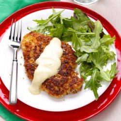 Pretzel-Crusted Chicken with Mixed Greens recipe