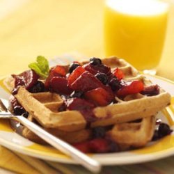 Waffles with Peach-Berry Compote recipe