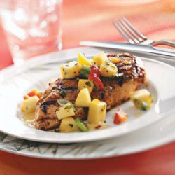 Spicy Chicken Breasts with Pepper Peach Relish recipe