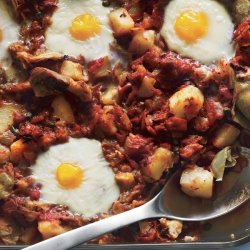 Eggs in Purgatory with Artichoke Hearts, Potatoes and Capers recipe