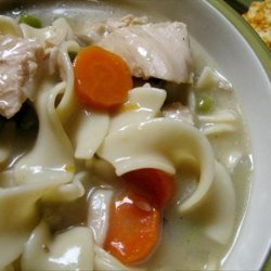 Lazy Slow Cooker Creamy Chicken Noodle Soup recipe