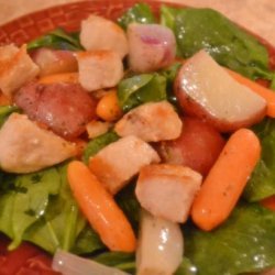 Warm Roasted Root Vegetable and Chicken Salad #RSC recipe