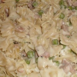 Bow Ties Alfredo With Ham and Peas (Or Broccoli) recipe