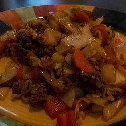 Yatsobi (Beef, Cabbage and Ramen Noodle Stir-Fry) recipe