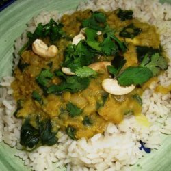 Coconut Red Lentils With Spinach, Cashews & Lime (Vegan) recipe