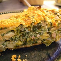 Easy Cheesy Spinach and Ham Quiche Pie recipe
