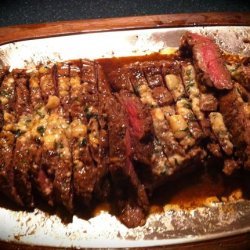 Marinated Flank Steak With Blue Cheese Schmear recipe