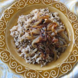 Palestinian Lentils and Rice With Crispy Onions recipe