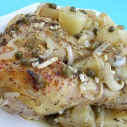 Greek-Style Roasted Chicken Legs, Potatoes and Capers recipe