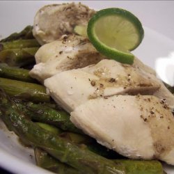 Steamed Lime-And-Pepper Chicken With Glazed Asparagus recipe