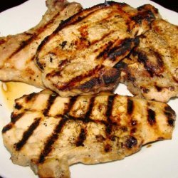 Grilled Pork Chops Sweet and Garlicky recipe