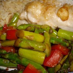 Sauteed Garlic Asparagus with red Peppers recipe